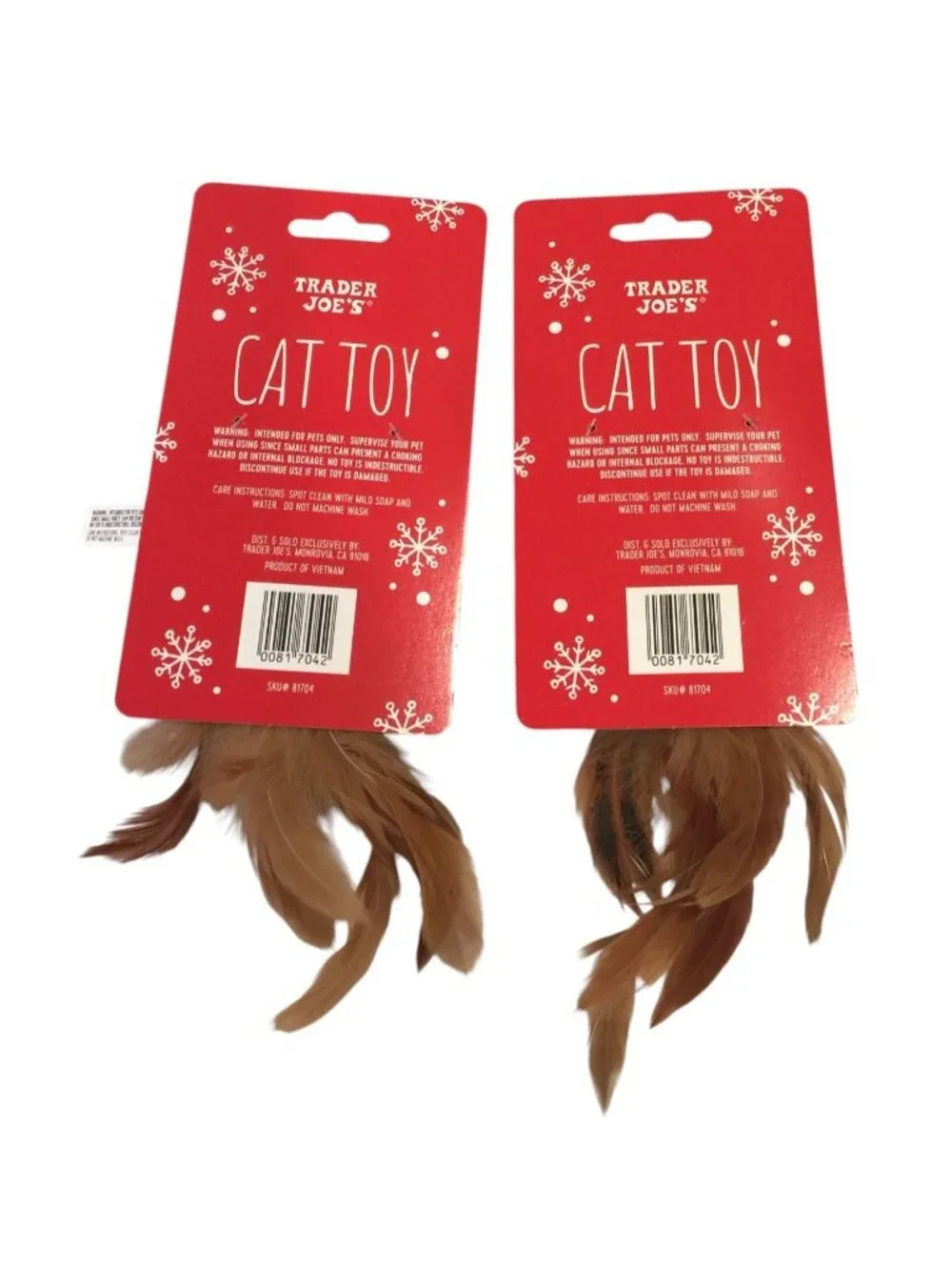 Trader Joe's 2025 Holiday Mouse with Feathers Cat Toys Set of 2